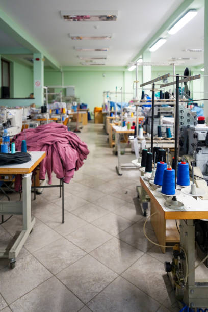 istock Sewing machines in textile factory without people 2169924940