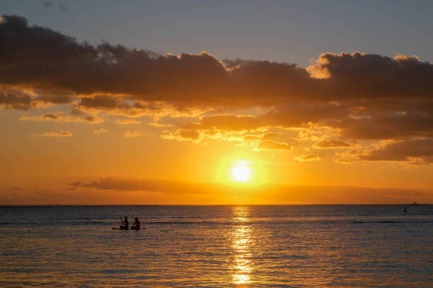 Tropical sunset on paradise  island of Mauritius, Indian Ocean