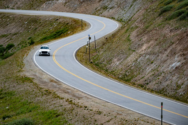 Section of highway at the Continental Divide at Cottonwood Pass in the Rocky Mountains of Colorado.
