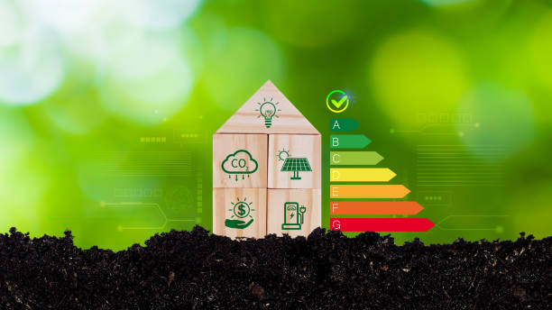 istock Energy efficiency concept, energy efficiency rating for energy efficient house building rate label audit, Renewable energy concept. for background. 2169932906