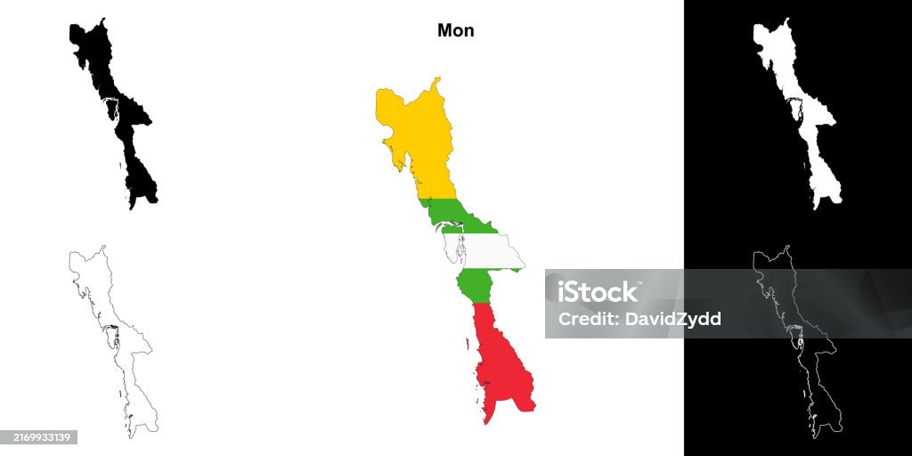 Empty Setting Map Mon Blank Outline Map Set Stock Illustration - Download Image Now ...