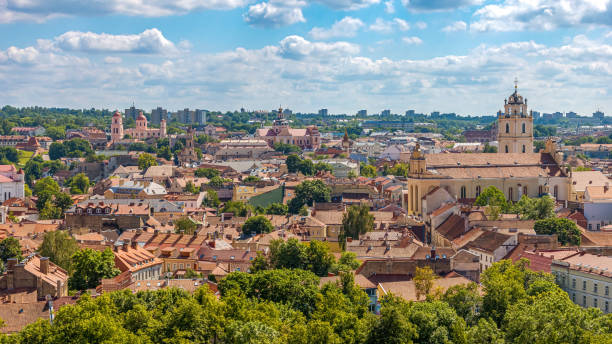 istock High angle view of oldtown, Vilnius 2169937382