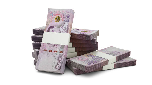 istock 3d rendering of Stack of Thai baht notes. bundles of Thai currency notes isolated on white background 2169942733
