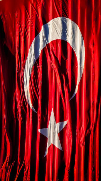 istock Close up Turkish Flag waves with the wind 2169943207
