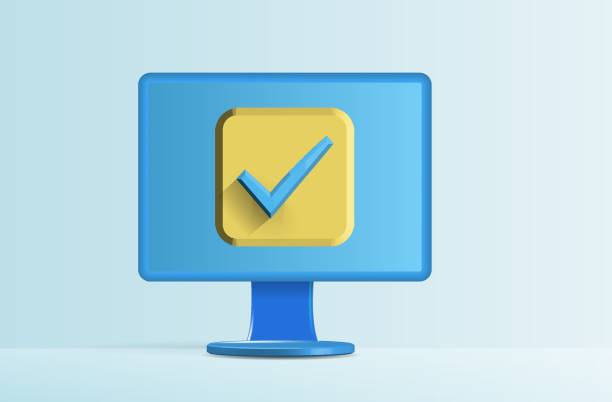 istock A blue computer monitor displaying a yellow checkbox symbol against a light background, conveying the idea of task completion and success 2169944505