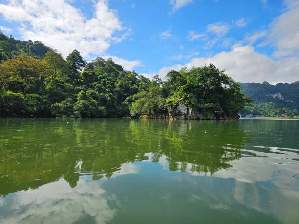 istock Serene Green Island Reflection on Tranquil Lake 2169945745