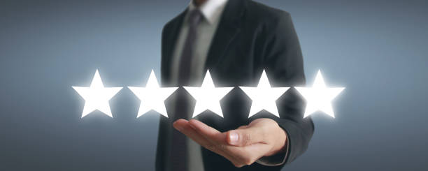 istock Rise on increasing five stars in human hand 2169952358