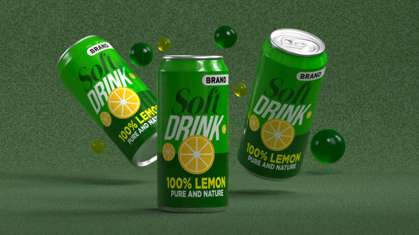 istock Refreshing Green and Yellow Lemon Soft Drink Can Design – 3D Rendering 2169955335