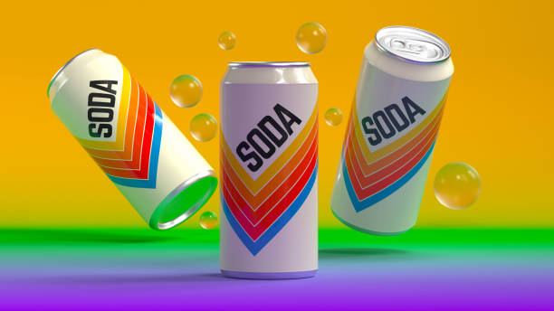 istock White Striped Soda Can Design for E-Commerce Presentations. Unbranded Packaging for Brand-Neutral Products. 3D Rendering 2169955763