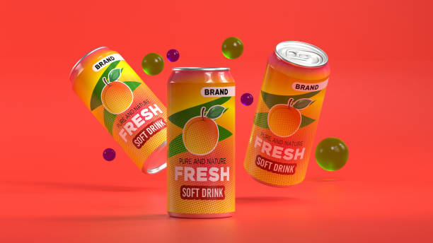 istock Peach-Flavored Fresh Soft Drink Can Design with Transparent Bubbles, Ideal for E-Commerce Branding – 3D Rendering 2169955851