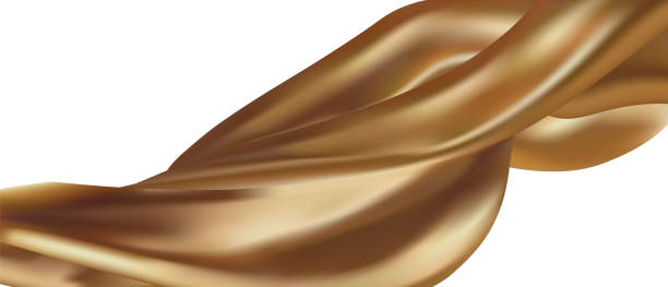 istock golden Satin Isolated on white Background.Yellow flutters in the wind. mesh tool wes used 2169963732