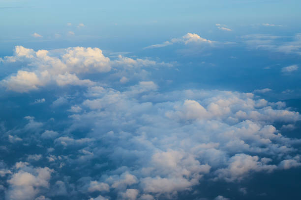 Beautiful blue sky with fluffy clouds creating a dreamlike atmosphere