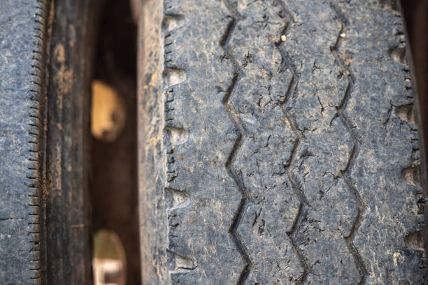 istock The tire is dirty and worn out 2169968035