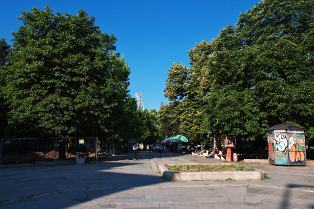 Sofia, Bulgaria - 13 Jul 2015: The vintage street in Sofia, Bulgaria
