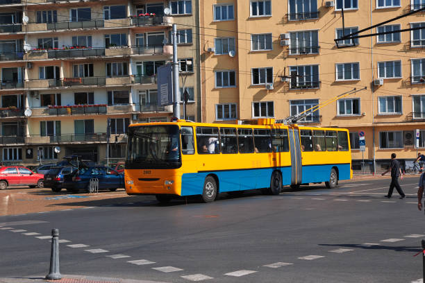 Sofia, Bulgaria - 13 Jul 2015: The trolleybus in Sofia, Bulgaria