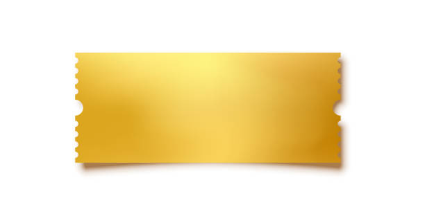 istock Golden ticket. Gold vector coupon, sticker or discount tag mockup isolated on white background. Cinema, theater, concert, party, event, festival invitation entrance 2169979961
