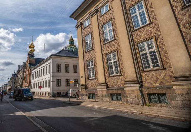 Copenhagen, Denmark - September 2, 2024: Beautiful old buildings in central Copenhagen, Denmark, on a sunny day in early autumn