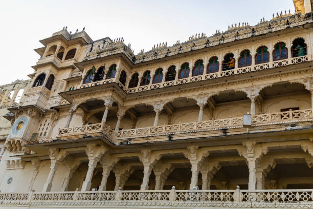 historical palace unique architecture from different angle at day image is taken at city palace, Udaipur rajasthan india.