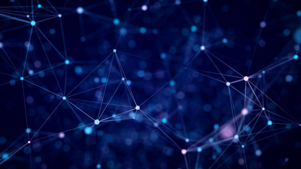 istock Digital flow with connecting points and lines. Futuristic blue science background. 2169986068