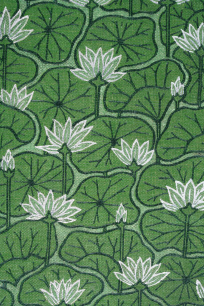 Japanese lotus flower design background, Victorian 19th Century