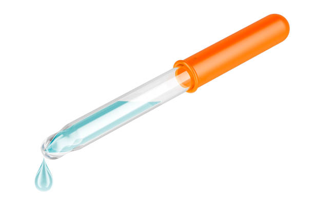 Pipette or dropper with transparent liquid, 3D rendering isolated on white background