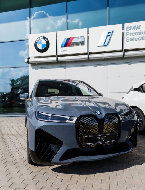 Sweden. Uppsala. 08.12.2024. Beautiful view of exterior of new BMW i4 M Series electric car.