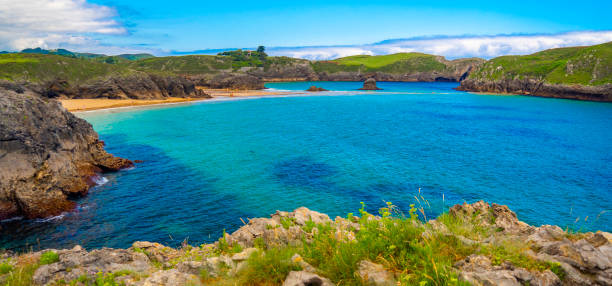 Coastline and Cliffs, Borizu Beach, Protrected Landscape of the Oriental Coast of Asturias, Celorio, Llanes, Asturias, Spain, Europe