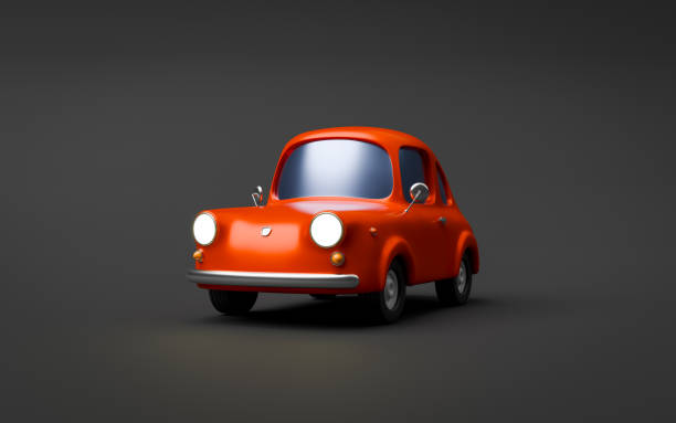 istock Cute red cartoon car on dark background 2170001792