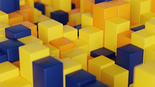 3d Futuristic Colorful Cubes Mosaic Background