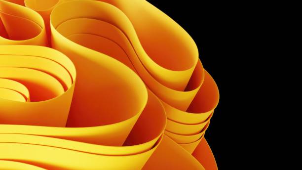 istock 3d Abstract Yellow Wavy Paper Background 2170006793