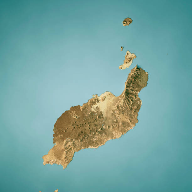 istock Lanzarote Island Satellite Topographic Map 3D Render True Color 2170012174