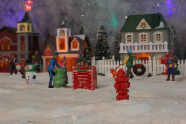 Winter Christmas Village With Snow and Lights