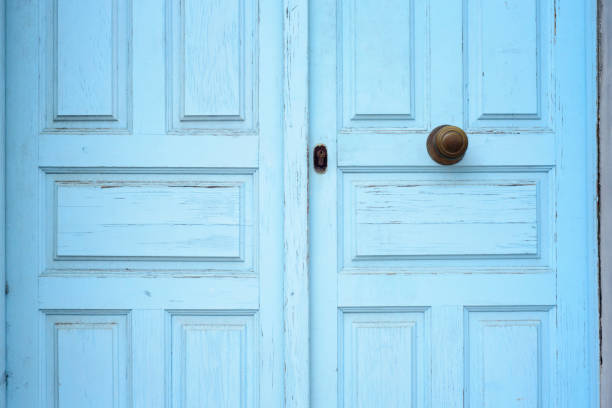 Light blue paint elegant entrance door