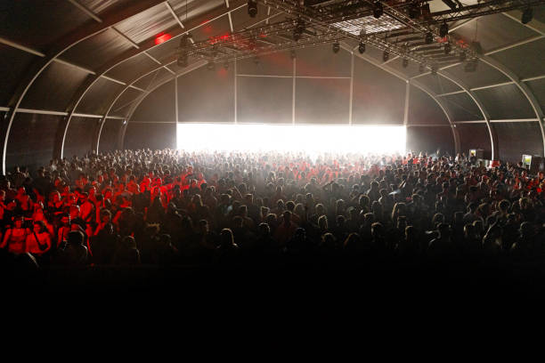 Dancing crowd at a music festival
