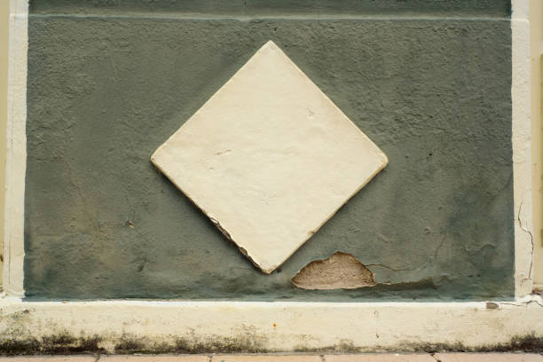 Diamond mold relief in outdoors old facade