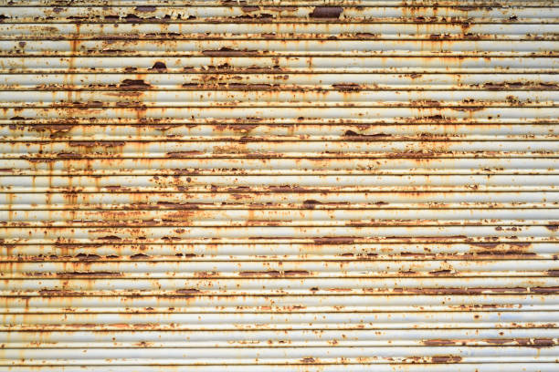 Rusty metal sheet door detail