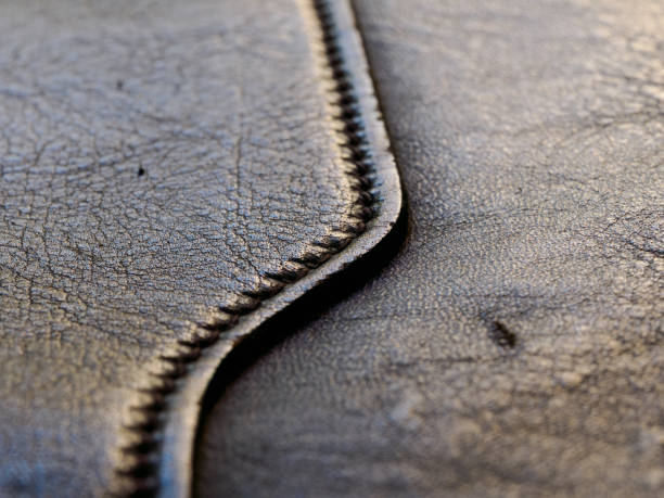 Close up of the stitching in a leather bag