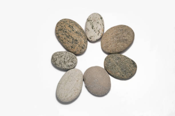 Group of sea stones isolated on a white background. Texture sea stones