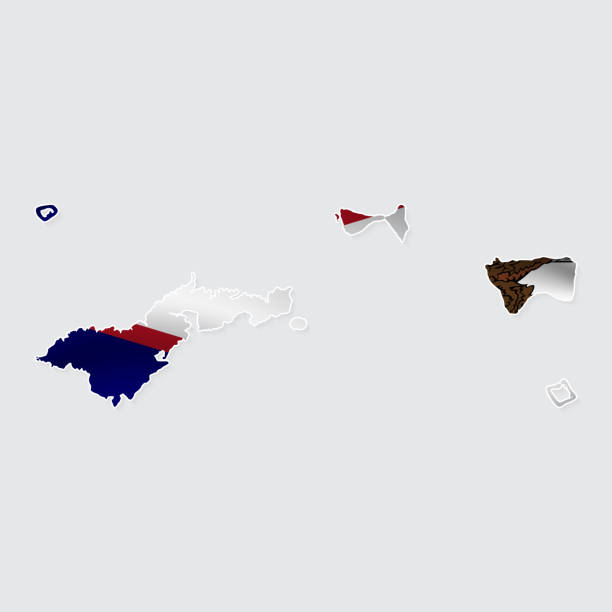 istock Map of American Samoa with National Flag on Fabric Surface on White Background 2170034719