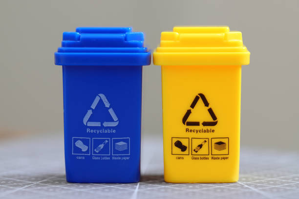 istock Blue and Yellow Recycle Transh Bin 2170041290