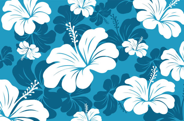 Hawaiian Seamless Pattern. Hibiscus flowers Pattern. Tropic flowers and Leaves. Hawaiian Aloha Shirt. Design for fabric, textile, wallpaper, clothing. floral background. vector illustration