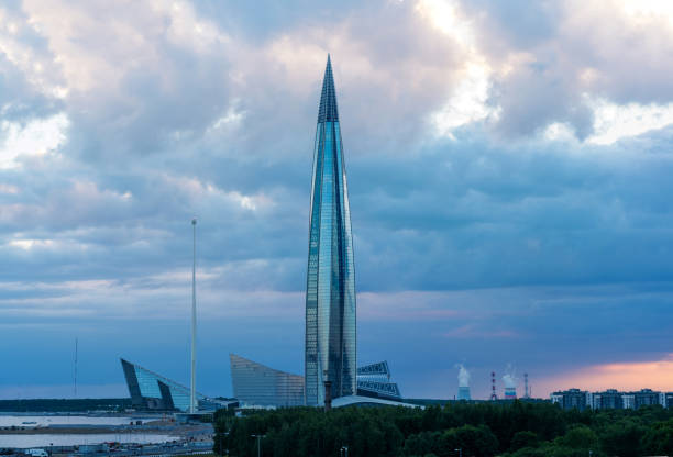 Saint-Petersburg, Russia - June 11, 2024: view of the Lakhta Center skyscraper against the evening sky