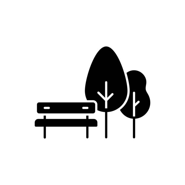 stockillustraties, clipart, cartoons en iconen met public park solid icon design. suitable for infographics, web pages, mobile apps, ui, ux, and gui design. - beschermd natuurgebied