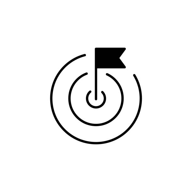 ilustraciones, imágenes clip art, dibujos animados e iconos de stock de objetivos diseño de icono sólido. adecuado para infografías, páginas web, aplicaciones móviles, ui, ux y diseño de gui. - oportunidad