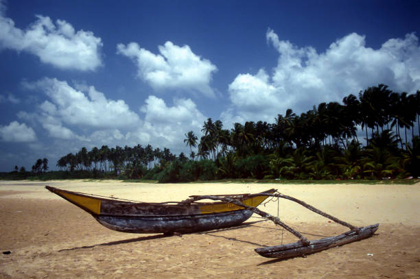 istock Sri Lanka Bentota . Catamarn on the beach 2170060445