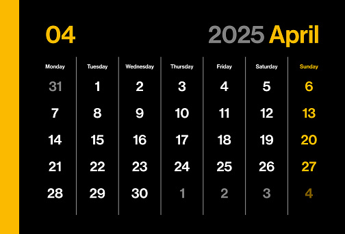 April 2025 Calendar Monthly Minimalism Style Landscape Horizontal April 2025 Calendar Monthly Minimalism Style Landscape Horizontal