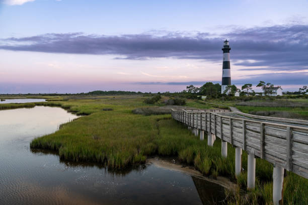 istock Bodie Island Lighthouse at sunset, boardwalk. Outer Banks OBX North Carolina 2170065356