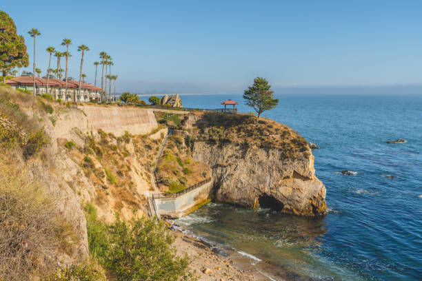 istock Clifftop homes with ocean views and tall palm trees under a clear blue sky. 2170066240