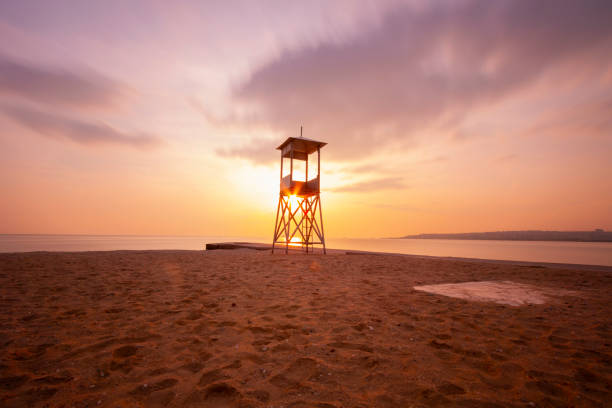 Lifeguard towers taken on different beaches.