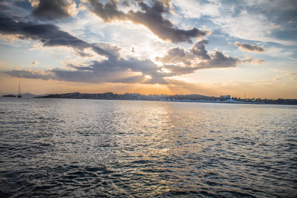 Golden hour, sunrise - dawn at Vouliagmeni area in Athens, Greece.